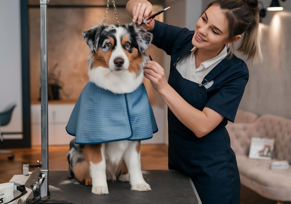 female-is-grooming-trimming-australian-shepherd-salon-min